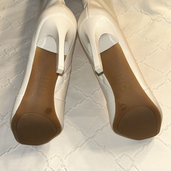 INC Off White Square Toe Knee High Faux LeatherBoots(Size 10) - Picture 5 of 7